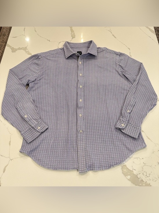 Saks Fifth Avenue Other - Black Saks Fifth Avenue Purple Plaid Knit Button Down Shirt Men XL Stretch Soft